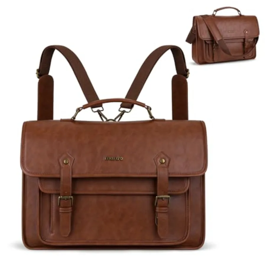 3 in 1 Laptop Bag, 15.6 inch PU Leather Shoulder Bag Briefcase Messenger Satchel Laptop Backpack, 15-16 inch Computer Bags Hand