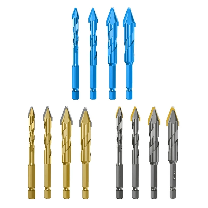 

4Pcs 6/8/10/12mm Highs Strength Oblique Head Eccentric Drill Bit for Punching