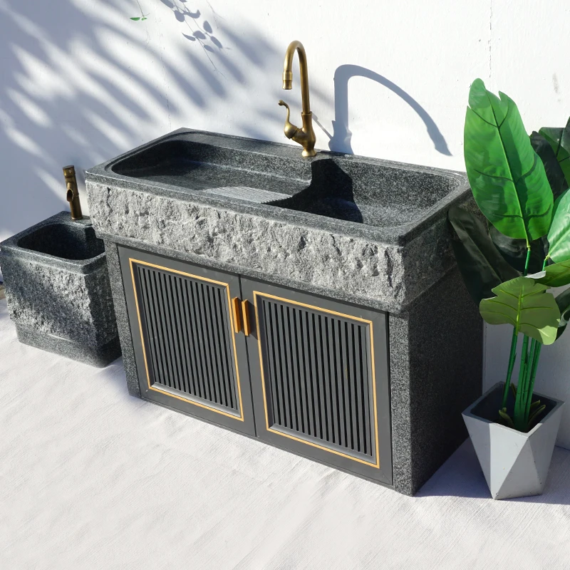 

Marble water pool, outdoor natural stone laundry pool, stone washbasin, outdoor laundry table integrated