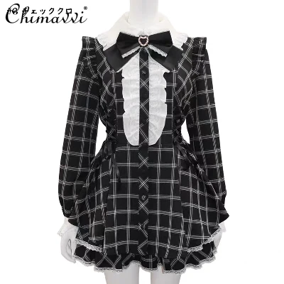 Traje SC de estilo japonés para mujer, conjunto de dos piezas con vendaje de lazo, vestido de encaje ajustado, pantalones cortos, Lolita