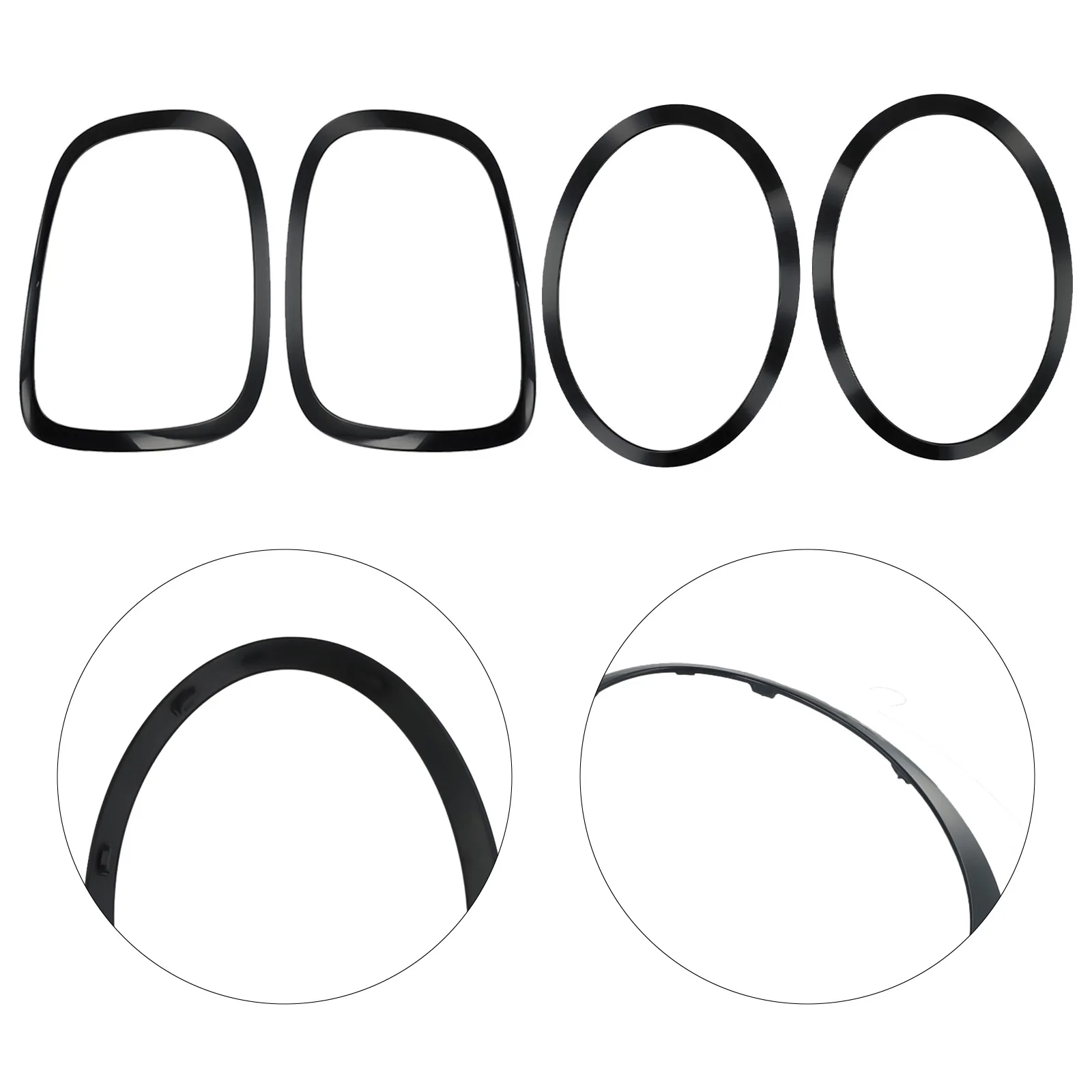 4pcs Headlight Ring Bezel Trims For BMW- Mini- Cooper- F55/F56/F57 Gloss Black Taillight Ring Surround Cover Car Accessory