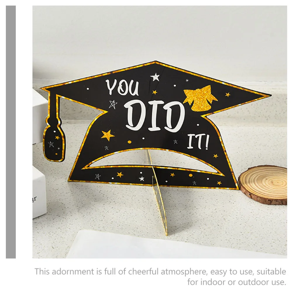 

2pcs Graduation Doctoral Cap Decor Desktop Paper Craft Graduation Table Decor Party Centerpiece Grad Event Ornament Lightweight