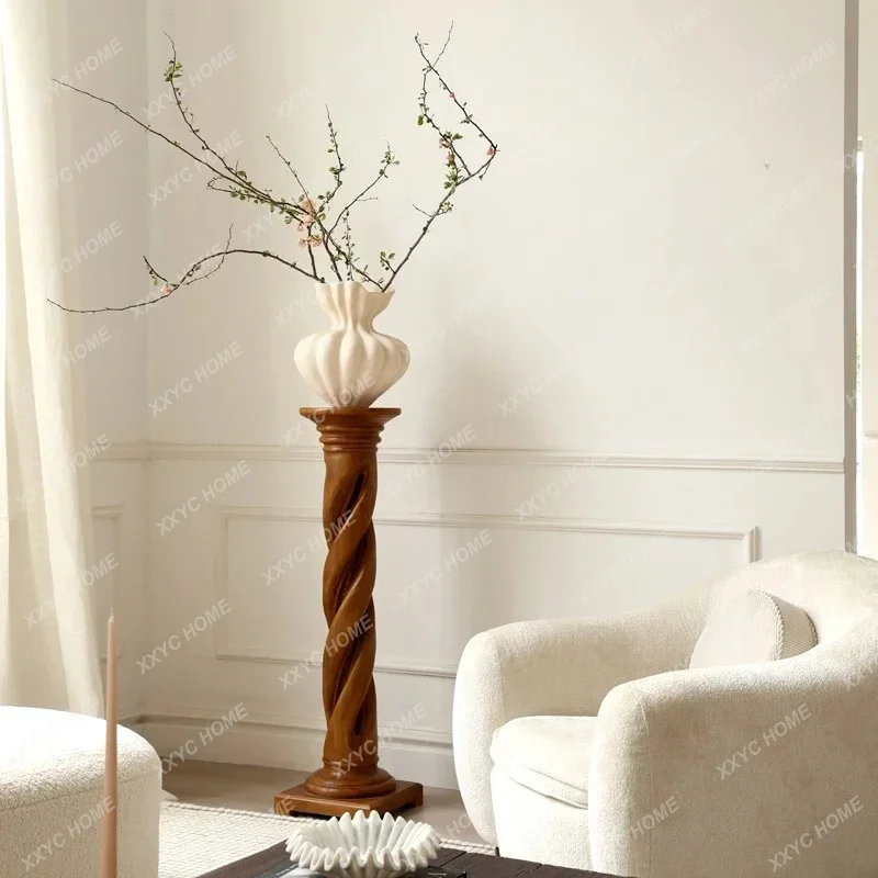 XX X Medieval Solid Wood Roman Column Living Room Entrance Art Sculpture Floor Decoration Ornament