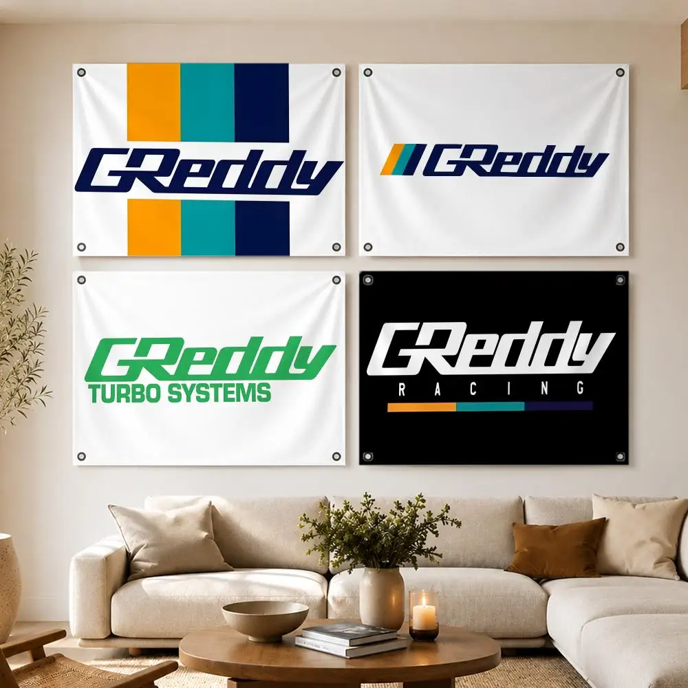 Automotive Performance Brand GReddy Flags flag For Room Dorm Camping Picnic Art Style Garage Bar wall Decoration Banner