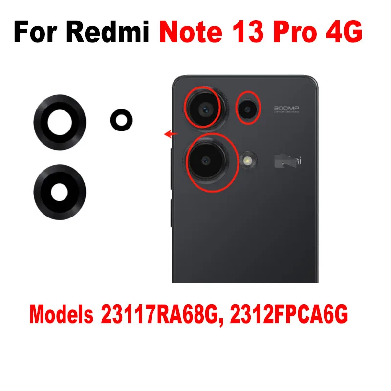 For Xiaomi Redmi Note 13 Pro + Plus Back Camera Lens Rear Glass With Adhesive Sticker 5G Replacement