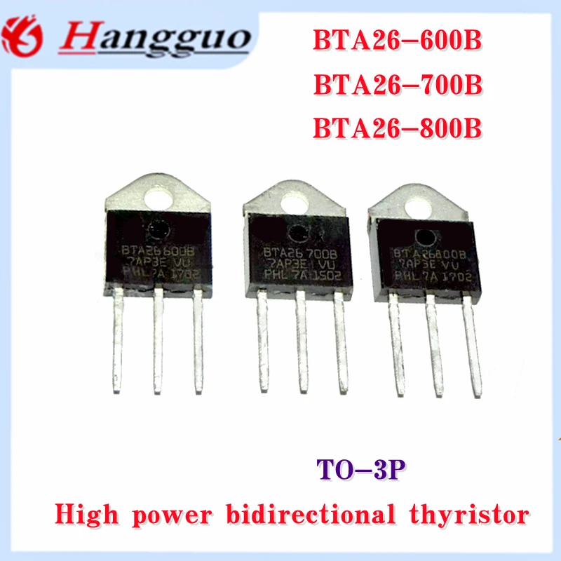 10Pcs/Lot  BTA26-600B BTA26-700B BTA26-800B  BTA26- 600 700 800 Triacs 25 Amp 800 Volt TO-3P Bidirectional thyristor/thyristor