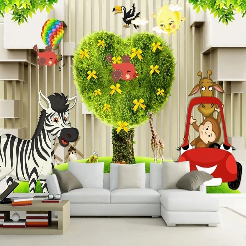Nordic simple 3D heart-shaped tree fresh and beautiful children's room TV luxurious home decoration, bedroom background wall