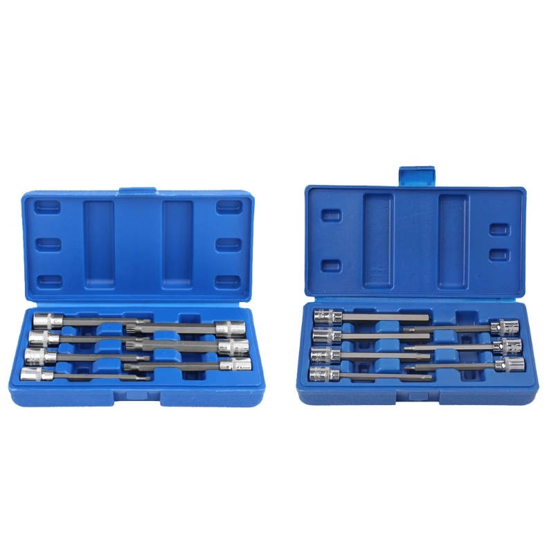 

3/8” for Extra Long Allen/Torx Bit Socket Set with Storage Box Metric 3mm -10mm 7-Piece Set Vanadium St