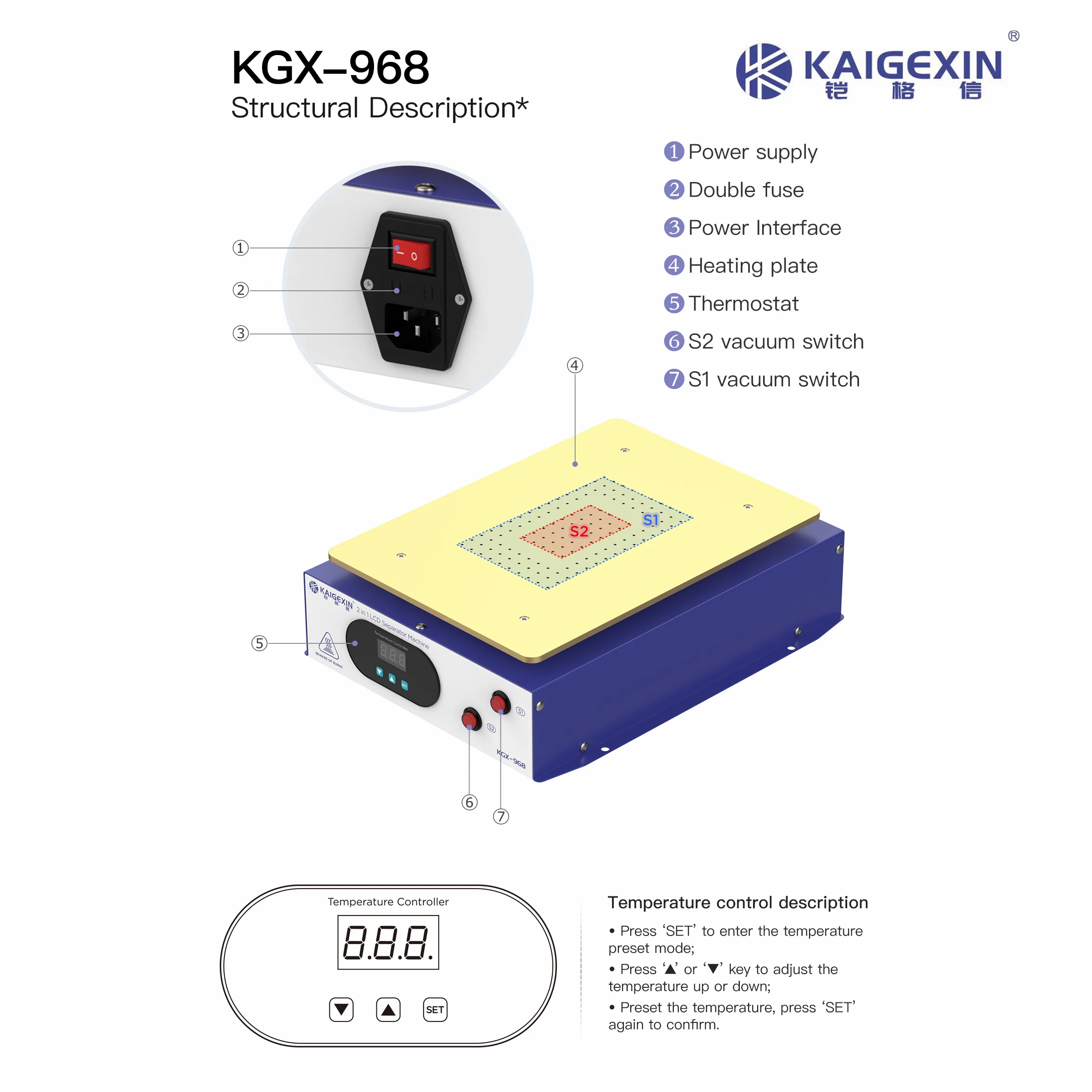 KGX-968 15inch LCD Separator /KGX-948T 7inch Screen Separating Machine For Pad And Mobile Phone Display Disassembly Repair