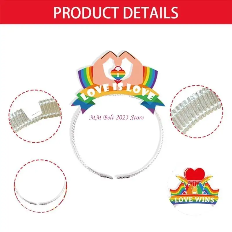 

49ME 6pcs Headdress Pride Month Headwear for LGBT Rainbow Flag for Stall Market Love Wins Headband Pride Month Headwear