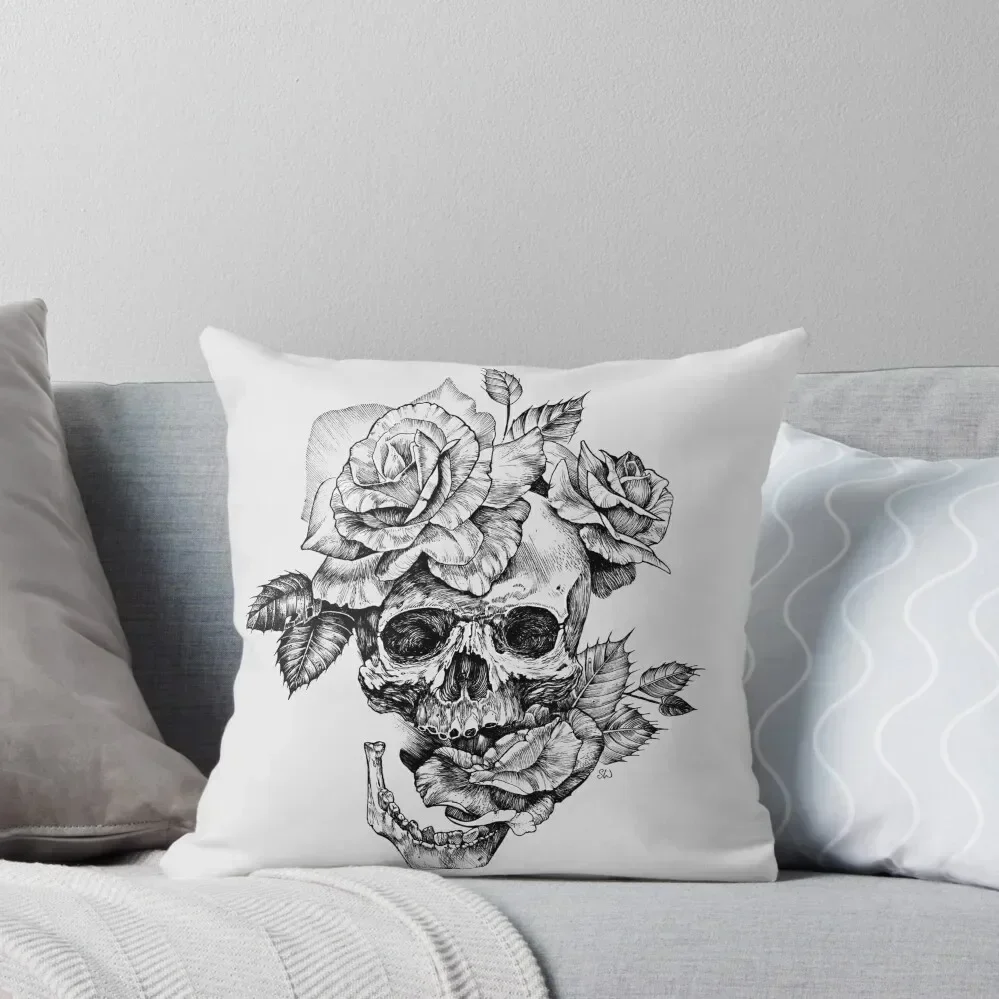 

Skull And Roses Throw Pillow Cushion Child Room decorating items pillow cover christmas Rectangular Cushion Cover pillow