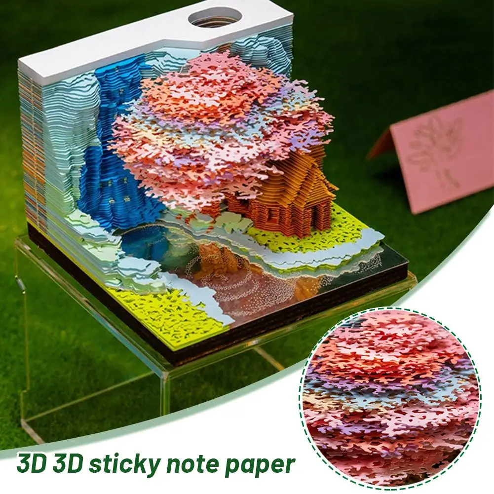 3d Notepad Flower Fruit Mountain Tree House Three-dimensional Pad Memo Accessories Gift Paper Desk Birthday Notes Kawaii M0t8