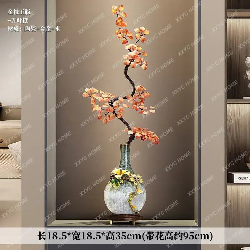 FFLiving room entrance vertical height, vase ornament niche light luxury high sense flower arrangement home decoration