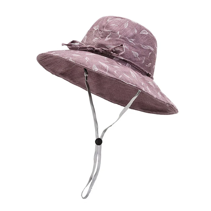 Panama Women\'s Fragmented Flower Big Eave Fisherman Bucket Pot Hat Outdoor Fashion Sunscreen Beach Summer Cap H94