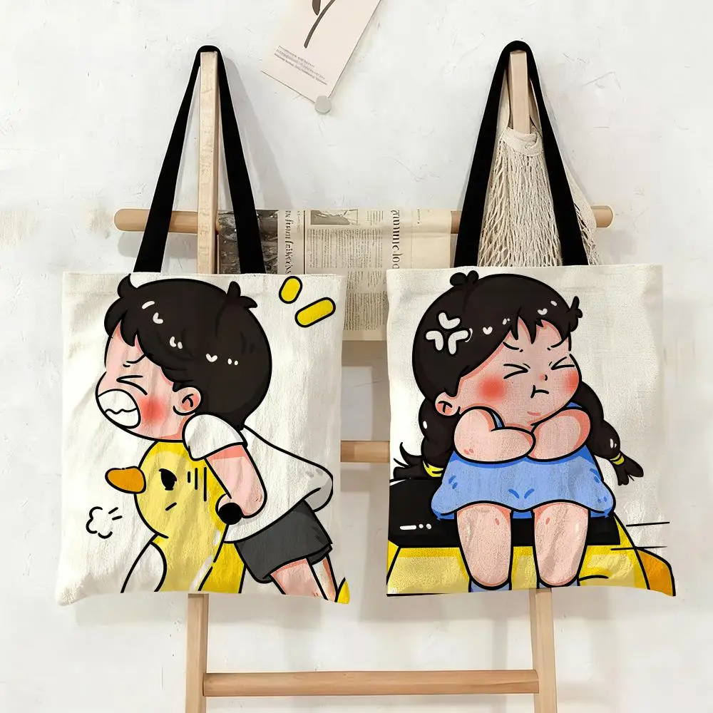 

A Sweet Argument Storage Bags Canvas Tote Bag Large Capacity Double-Sided Print Reusable Shopping Bag Eco-Friendly Shoulder Bag