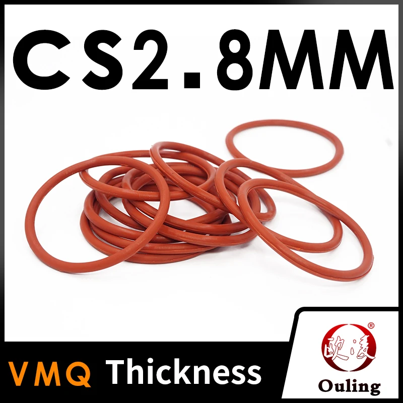 20PCS/Lot Red VMQ O‑Ring CS2.8mm OD15-30mm Good Elasticity Silicone Rubber Gasket Washer For Machinery Plumbing Sealing