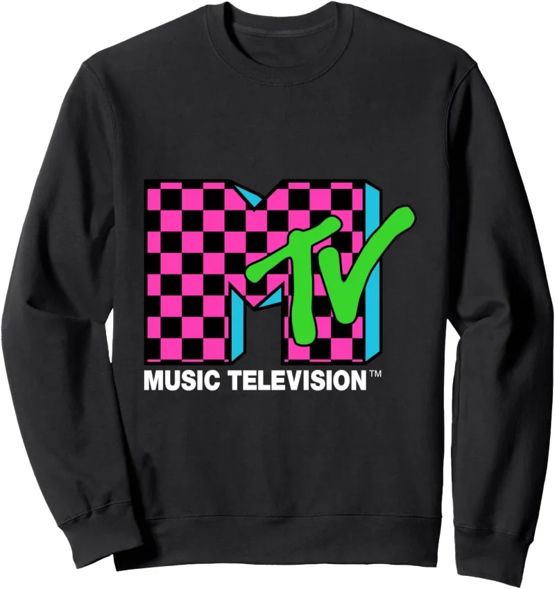 

Classic MTV Pink and Blue Checker Design Crewneck Sweat Sweatshirt MTV Retro Sweatshirt Hoodie Funny Pattern Sweater