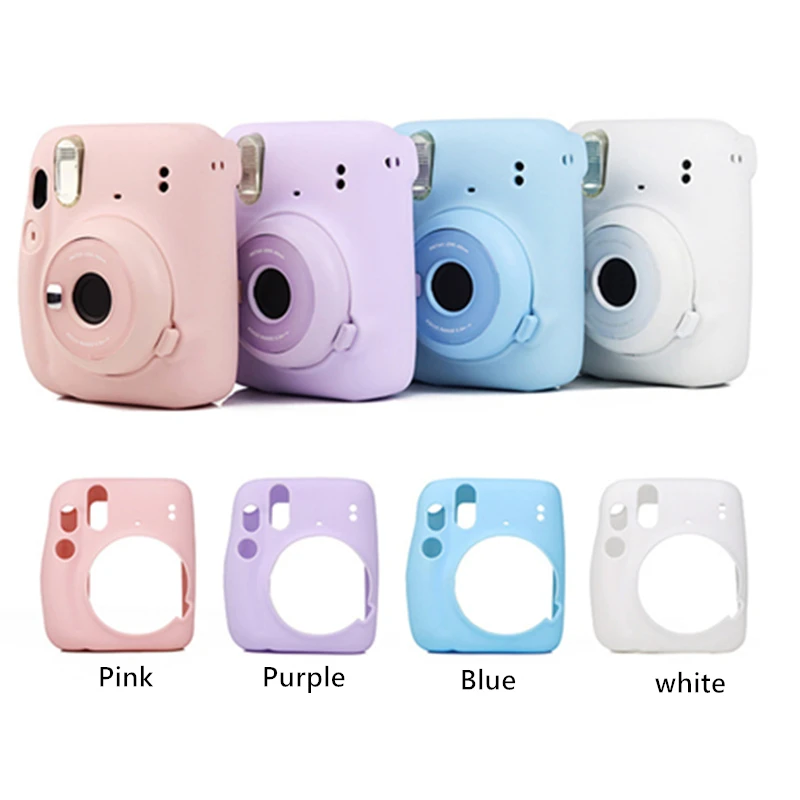 The New Camera Silicone Case for Fujifilm Instax Mini11 Mini 11 Shell Protective Cover Soft Shell Solid Color Scratch-proof Case