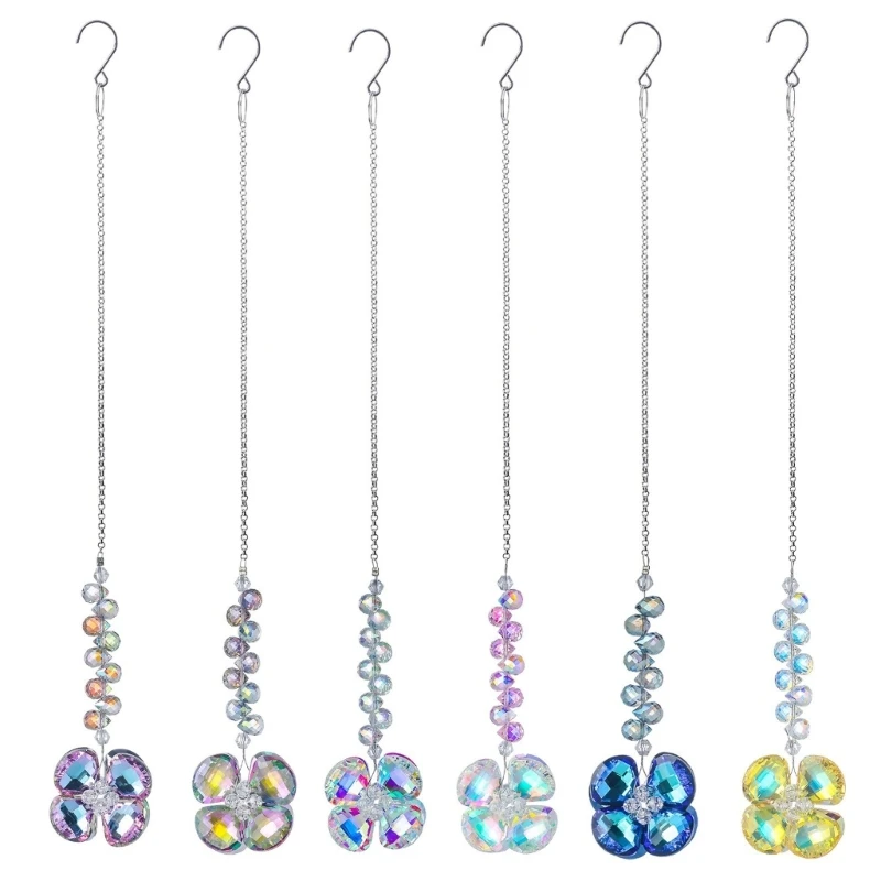 Set Of 6 Beautiful Mineral Wind Ornaments Mineral Shamrock Hanging Decoration for Patios & Home Decoration HX6C