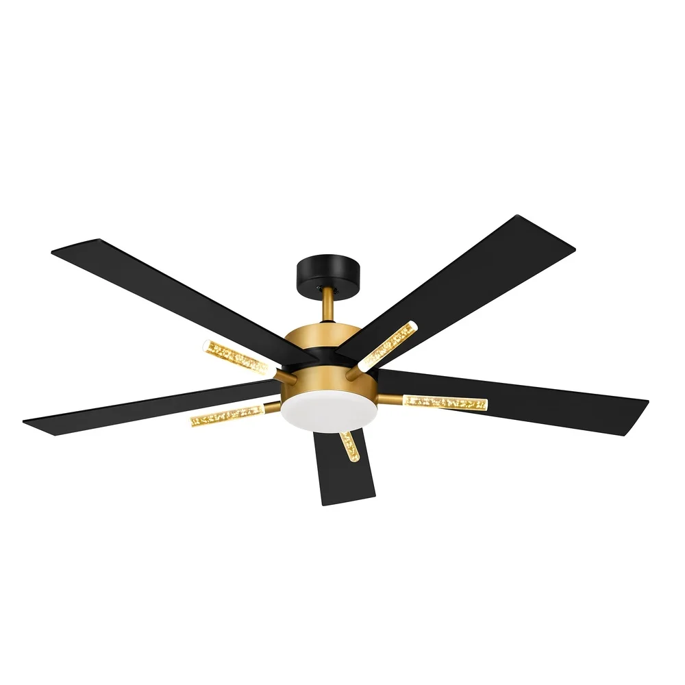 

60 Inch Crystal Ceiling Fan with Light Remote Control Modern Design Whisper Quiet Motor Adjustable LED Living Room Garage
