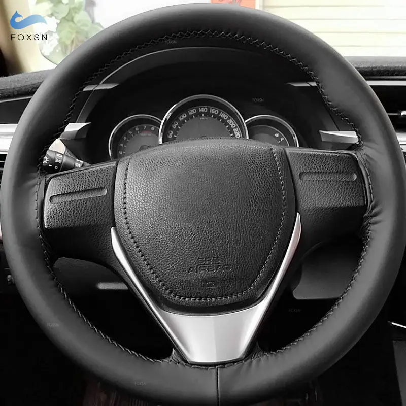 

Universal 38cm Hand Braid Microfiber Leather Car Auto Accessories Interior Steering Wheel Cover With Needle and Thread