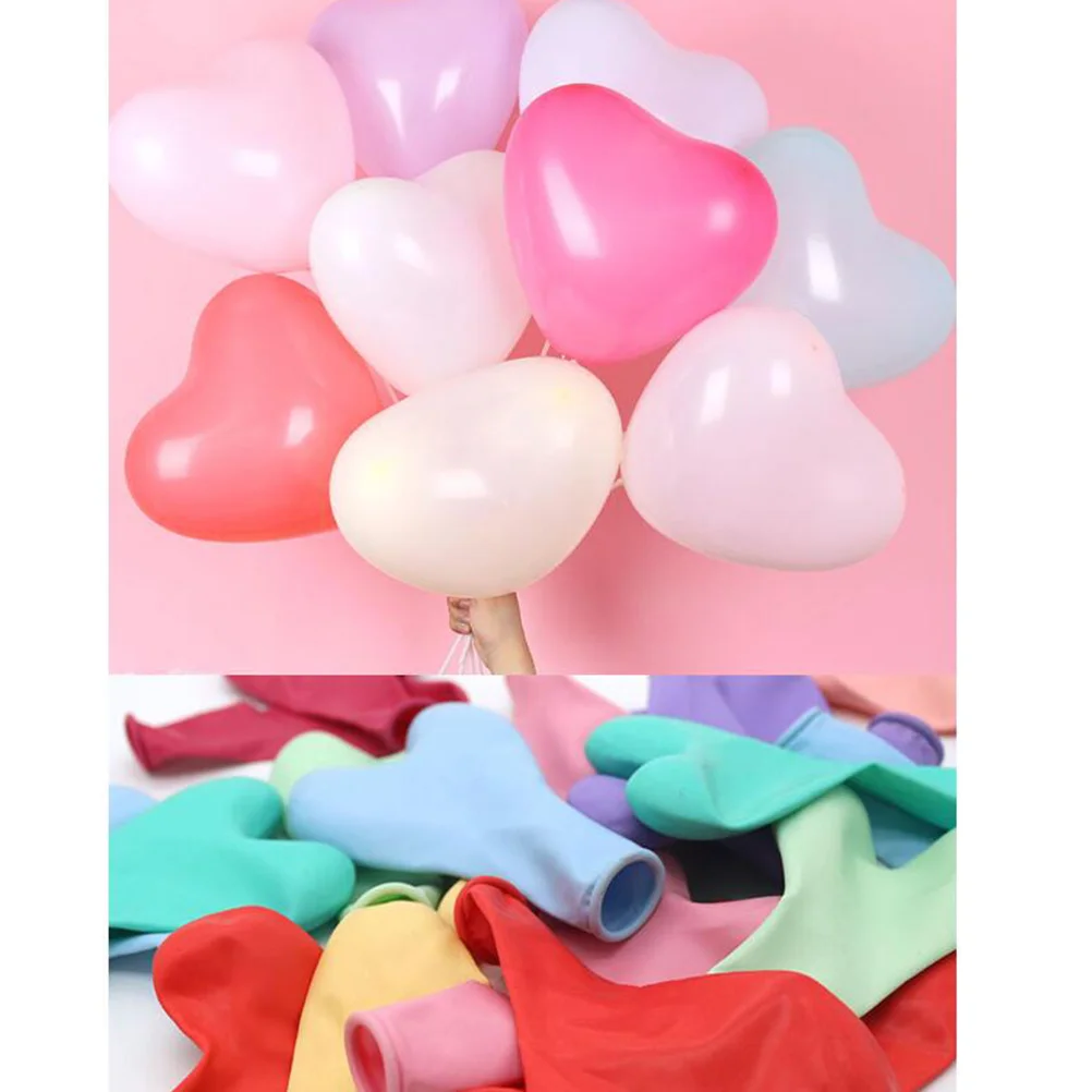 

100Pcs Heart Balloons Latex Romantic Decorative Ornaments for Wedding Birthday Party Backdrop Holiday Anniversary Decoration