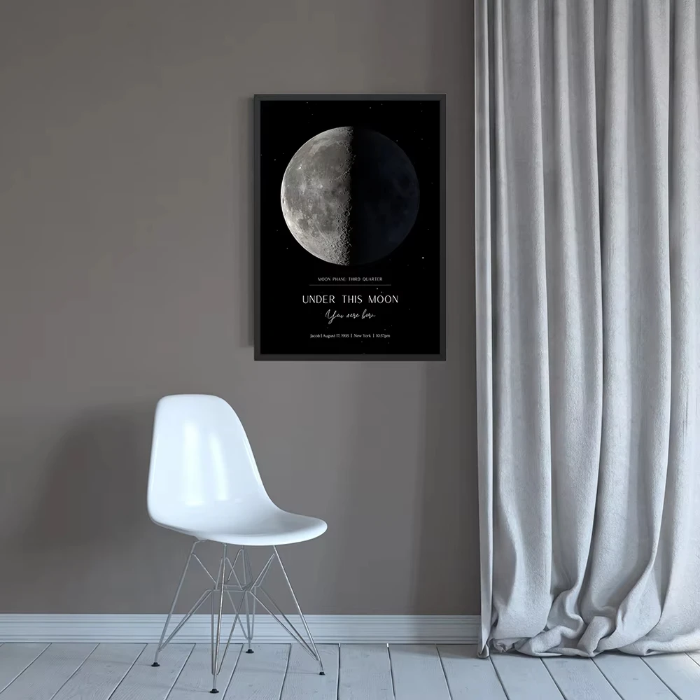 Custom Moon Phase Prints Birthday Anniversary Gift Personalized Poster Unframed Night Sky Star Map By Date Home Decor Painting