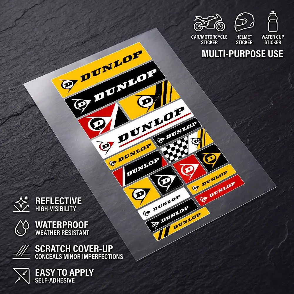 For Dunlop Fashion Universal Scratch Resist Reflective Waterproof Stickers For Auto Motorcycle Helmet Mug Refrigerator