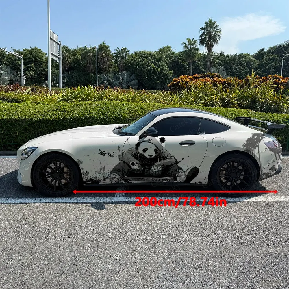 2pcs Panda Skate And Palms, Durable, Fade-resistant, Enhance Vehicle Aesthetics With Bold Artistic Design Car Vinyl Wraps