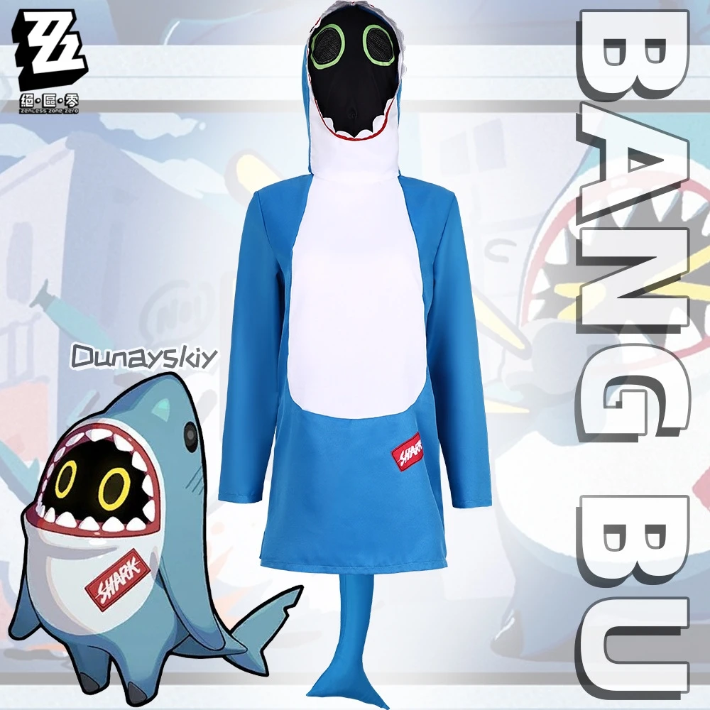 

Косплей Shark Bunny Zenless Zone Zero 코스프레 Полный комбинезон с капюшоном в виде акулы и перчатками для Хэллоуина/сценического выступления