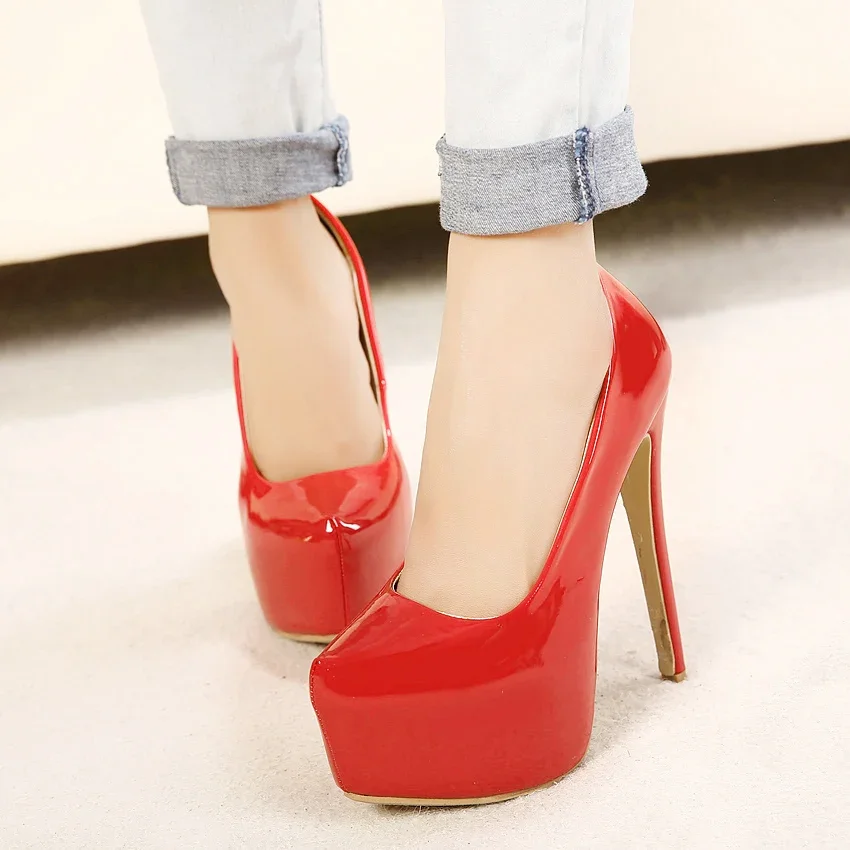 Crossdresser Plus Size Stilettos 15cm Thin High Heels Sexy Nightclub Pumps Women\'s Wedding Shoes Patent Leather Zapatos Mujer