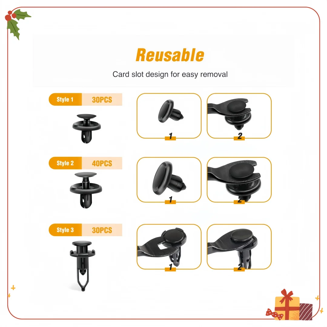 100PCS Car Push Pin Retainer Clips Compatible w/ Toyota Lexus - Under Cover Fastener Assortment