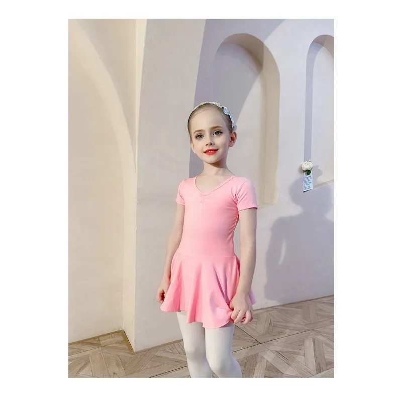 Cotton Dance Dress Ballet Leotard Set For Children Skirt Soft Fabric Stage Training Wear With Little Girls Daily Dancing Costume view 4