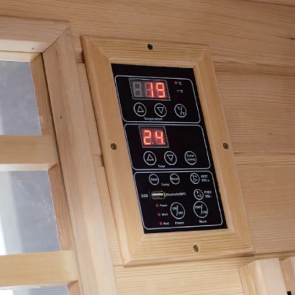 Luxury Canadian Red Cedar Wood Sauna Room, Far Infrared Dry & Steam Sauna for Indoor Outdoor Use with 220V Heater image 6