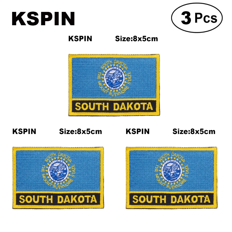 South Dakota  Rectangular Shape Flag patches embroidered flag patches national flag patches for clothing DIY Decoration