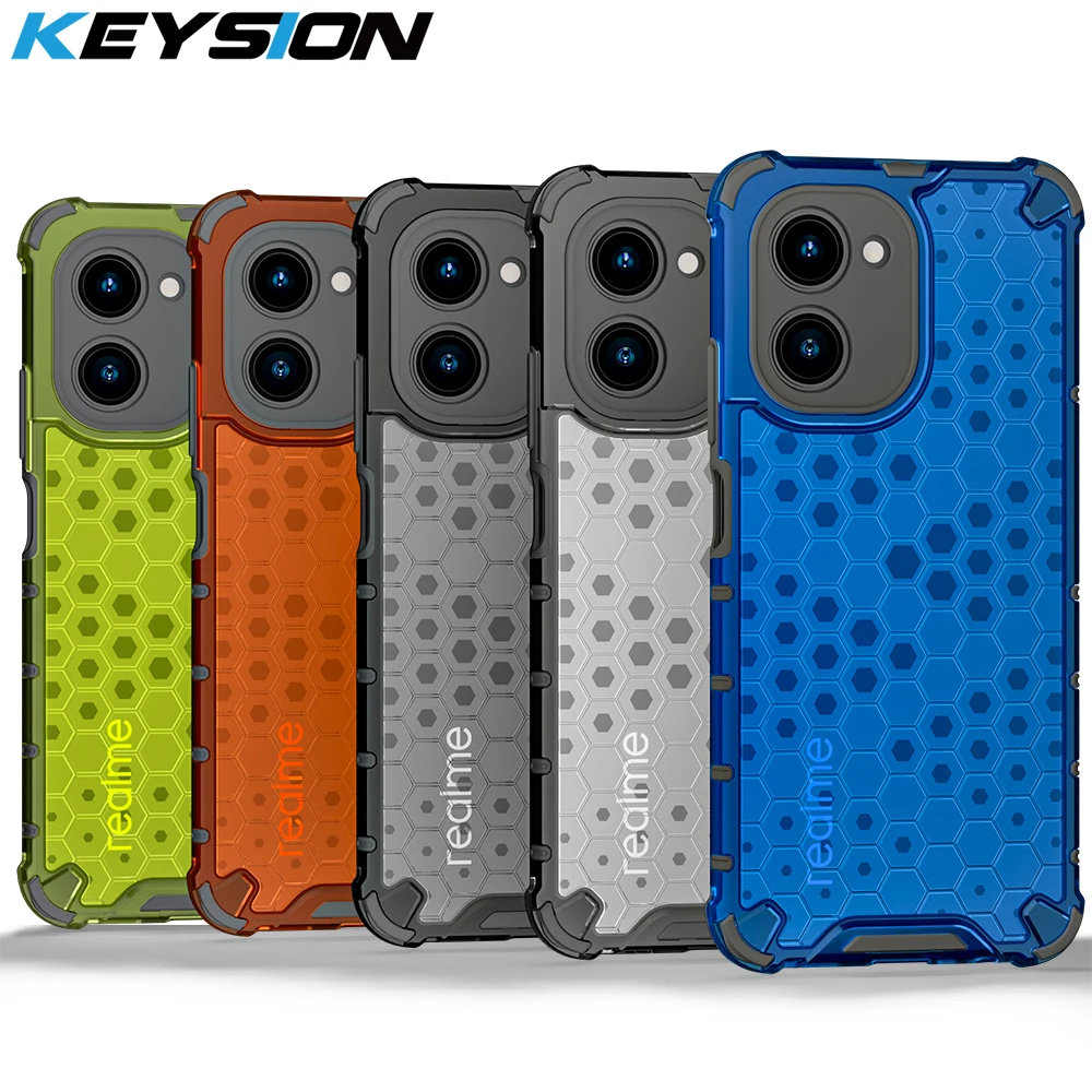 

KEYSION Shockproof Armor Case for Realme C33 C31 C30 Silicone+PC Transparent Honeycomb Phone Back Cover for OPPO Realme C35 C33