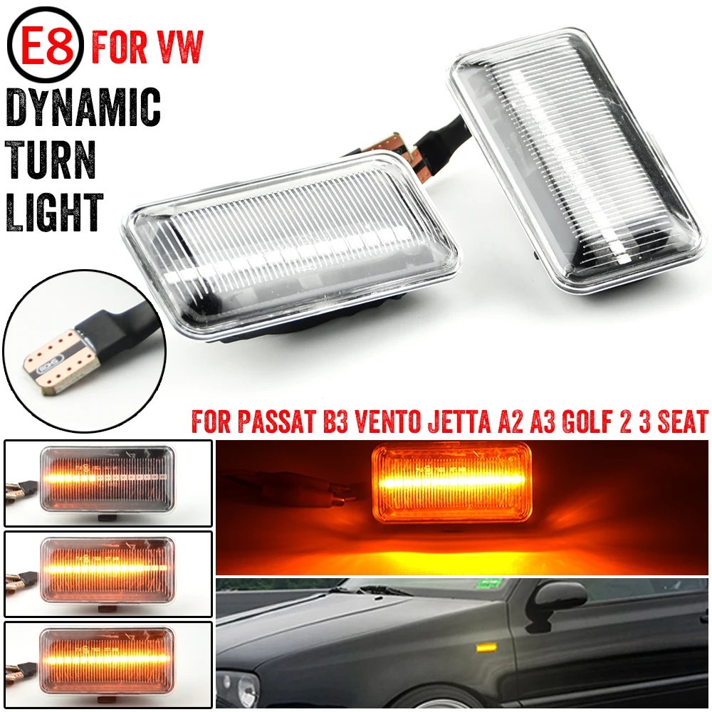 LED Side Marker Signal Light Indicator Lamps 2Pcs For VW Passat B3 Vento Jetta A2 A3 Golf 2 3 Seat Ibiza 2 Cordoba 1 Dynamic