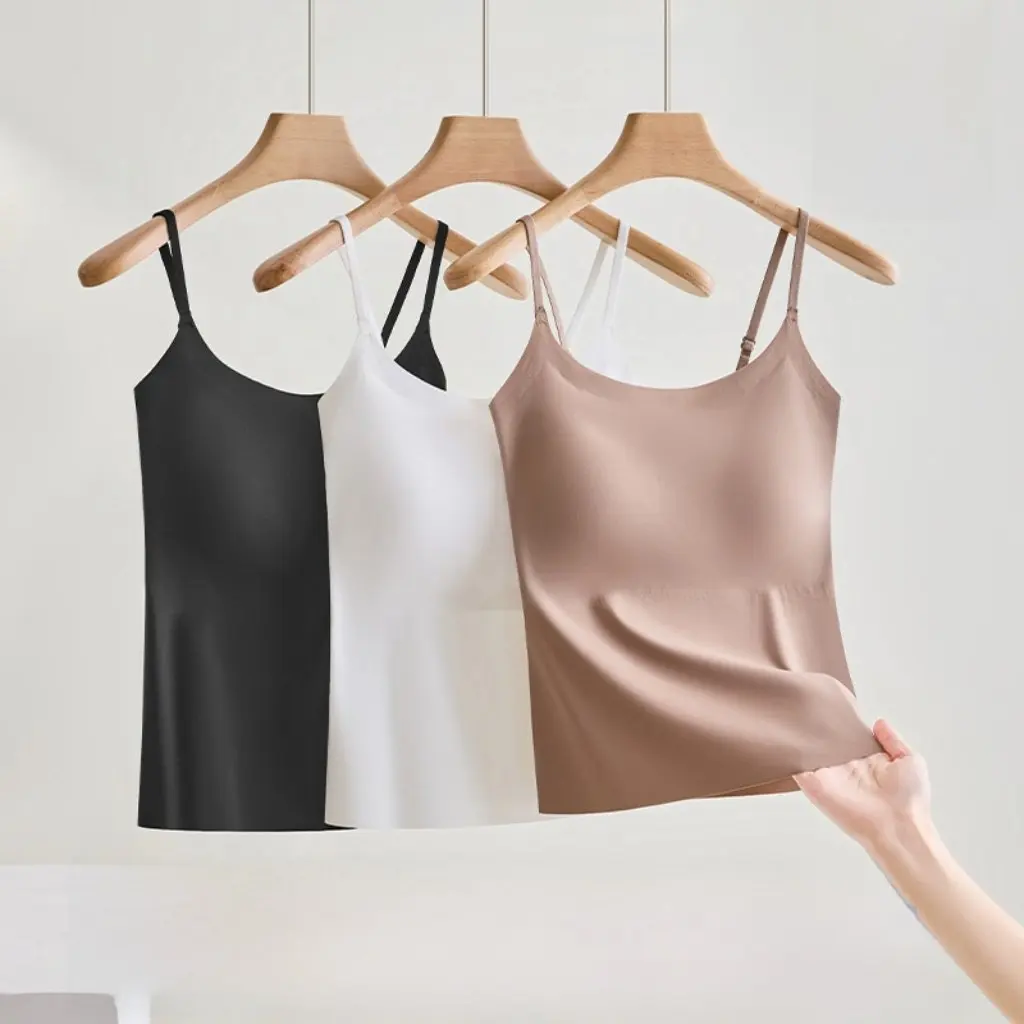 

Women's Camisole Top with Belt Chest Pad New Style Inner Outer Wearing Beautiful Back Design Base Layer Bra Camisole