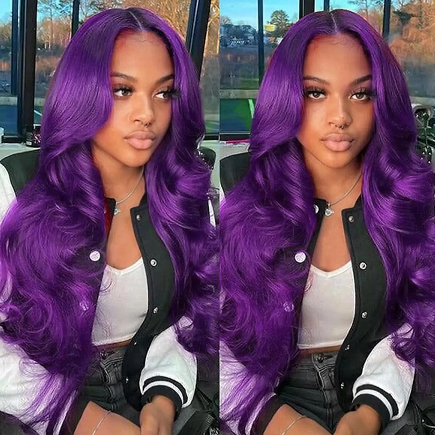 

Purple Wig Human Hair Lace Front 13X4 Transparent Lace Front Wigs Human Hair 200% Density Body Wave Colored Wigs Human Hair