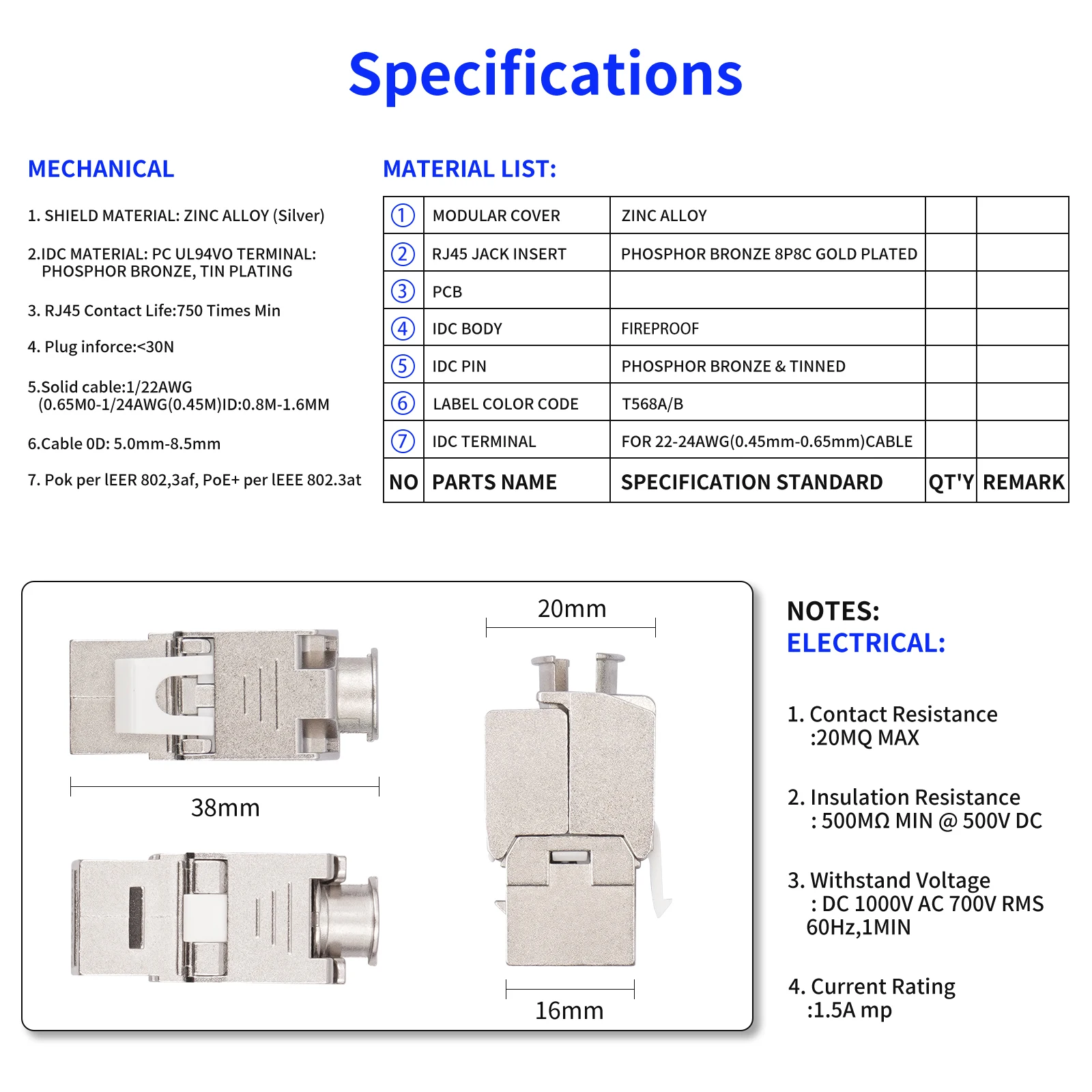 RJ45 Keystone Jack Female Embe - Rj45 Jack review and price