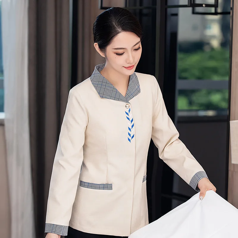 

Hotel Cleaning Staff Aunt Workwear Summer Women's Mall Guest Room Property Plus Size Long Sleeve Set Cleaning Uniform