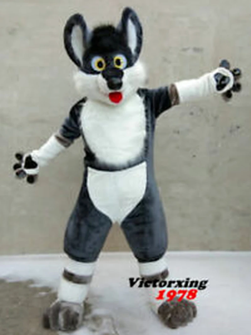 Cosplay Grey Dog Husky Fursuit Furry Mascot Costume Long Fur Suits Adults Size Party Dress Furry Halloween Xmas Party Costume