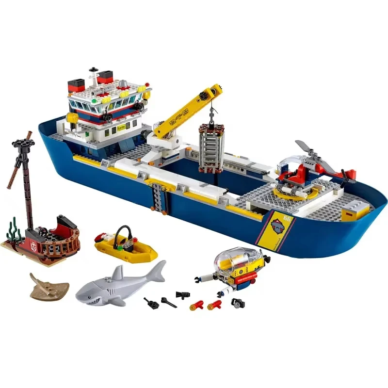 2025 جديد المحيط الحضري سلسلة البحوث السفينة 60266 العمل رافعة بناء لعبة المكعبات 793 قطعة هدية عيد ميلاد الأطفال #4