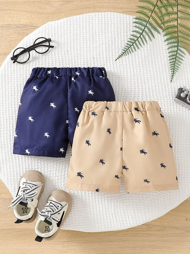 New Arrival 2025 Summer Solid Color Printed Shorts Casual and Versatile Sports Two-Piece Set