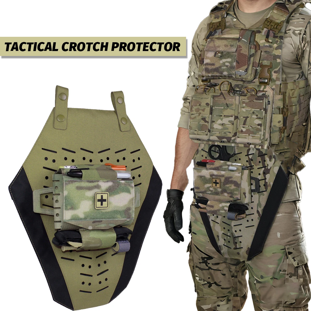 Tactical Crotch Protector Laser Cutting Molle Body Armor Bag Portable Military Vest Expansion Panel for Airsoft Shooting CosPlay