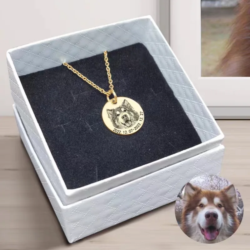 3cm Pet Photo Custiomized Necklace Memorialized Neck Chain For Cat Dog Customiztion Souvenir 7-30 days.