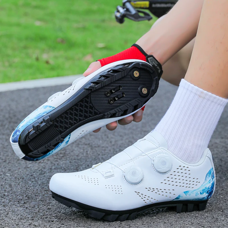 

Speed Cycling Sneaker Men's Road Cycling Shoes Cleat Spd Shoes Cycling Flat Pedal Shoes Man Bike Outdoor Footwear White