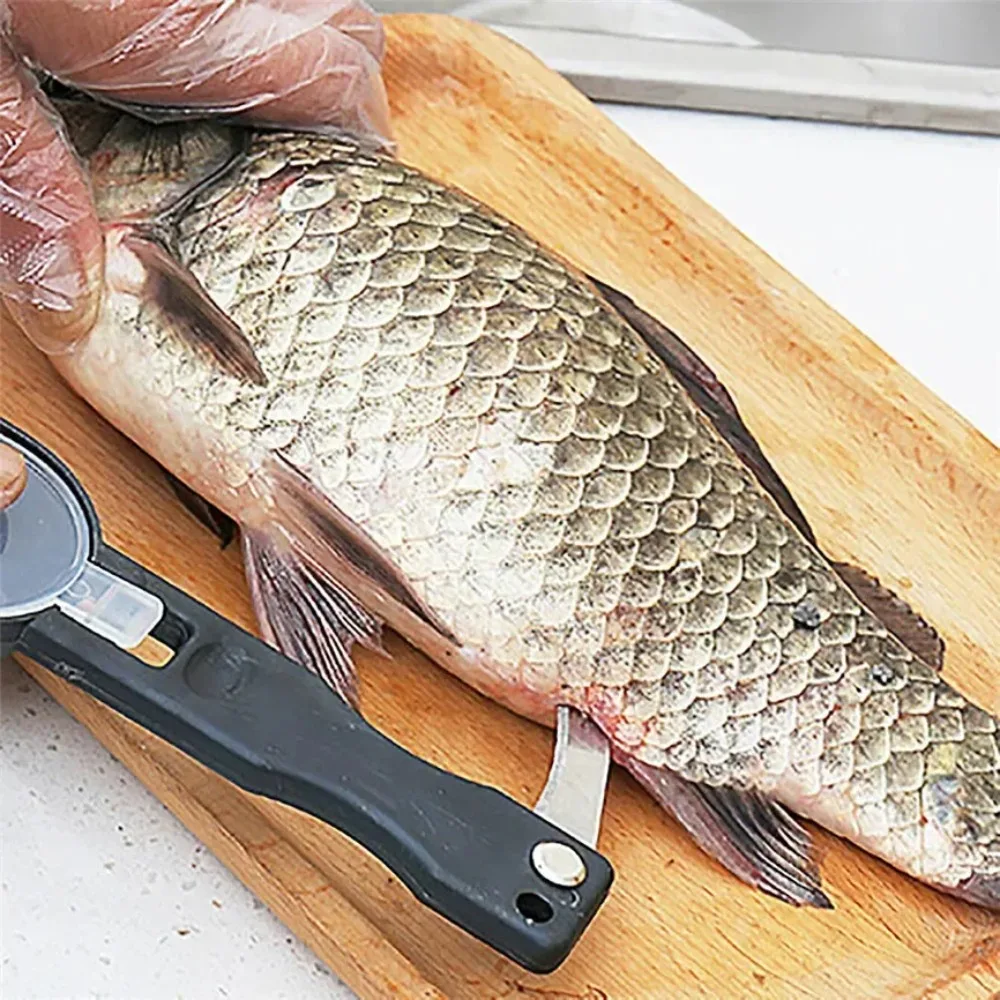 Détartreur de poisson dissolvant écailles de poisson grattoir avec couvercle 2in1 nettoyeur de poisson peau fruits de mer échelle raboteuse filet couteau outil de cuisine