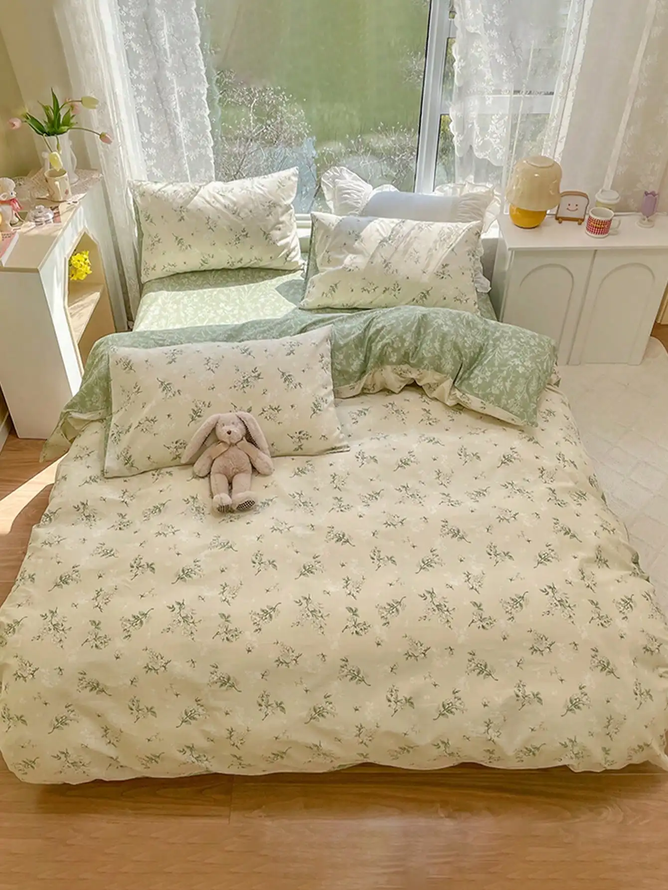 3pcs Floral Leaf Pattern Duvet Cover With 2 Pillowcase Soft Bedding Set For Home All Season Bed Sheets Set Single Twin Full Size