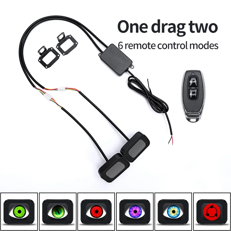 Motorcycle LED Demon Eye Light with 6 Switchable Modes - Auto & Remote Manual Control for Scooters and Bikes